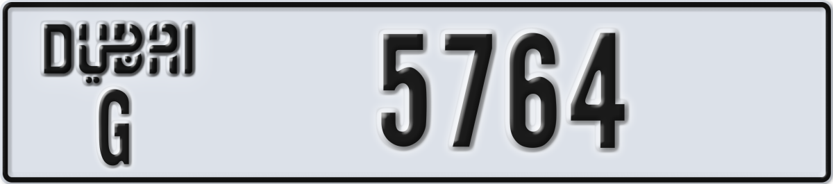 dubai License Plate Number 5764 Code G