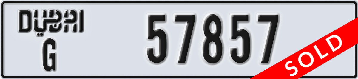 dubai License Plate Number 57857 Code G