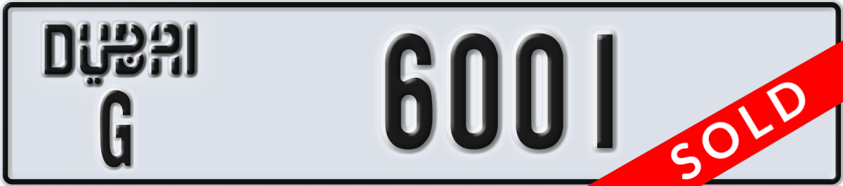 dubai License Plate Number 6001 Code G