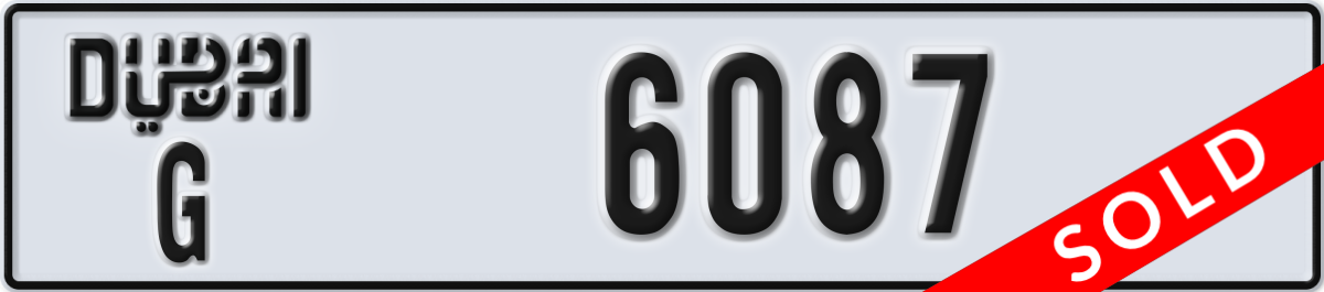 dubai License Plate Number 6087 Code G