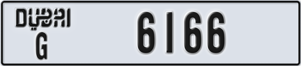 dubai License Plate Number 6166 Code G