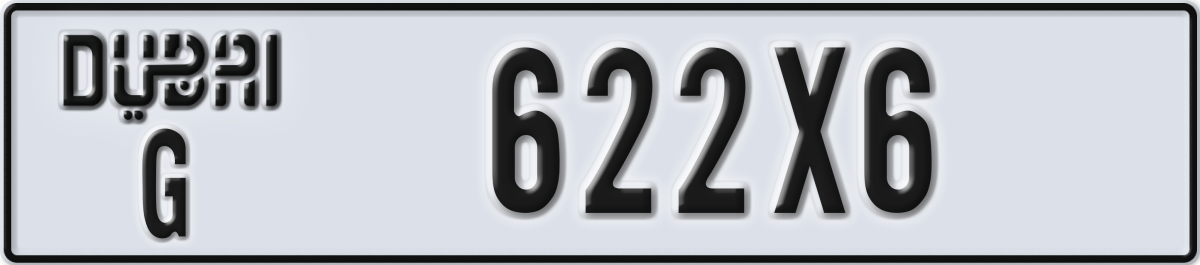 dubai License Plate Number 622X6 Code G