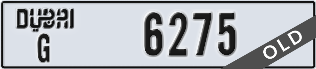 dubai License Plate Number 6275 Code G