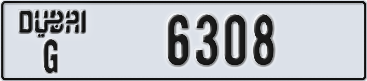 dubai License Plate Number 6308 Code G