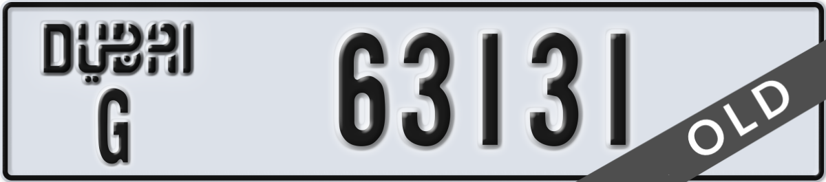dubai License Plate Number 63131 Code G