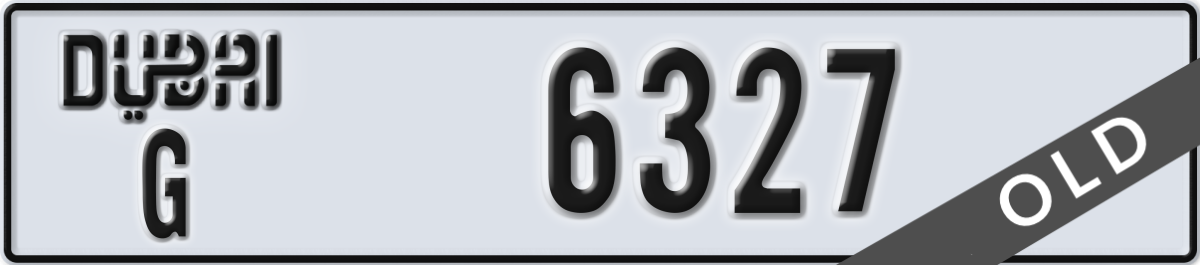 dubai License Plate Number 6327 Code G