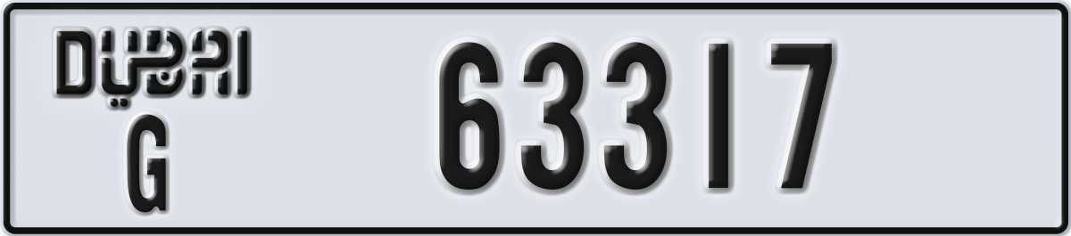 dubai License Plate Number 63317 Code G