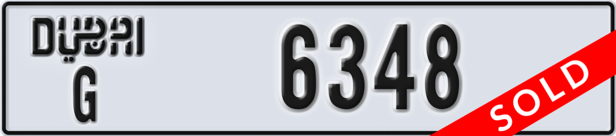 dubai License Plate Number 6348 Code G