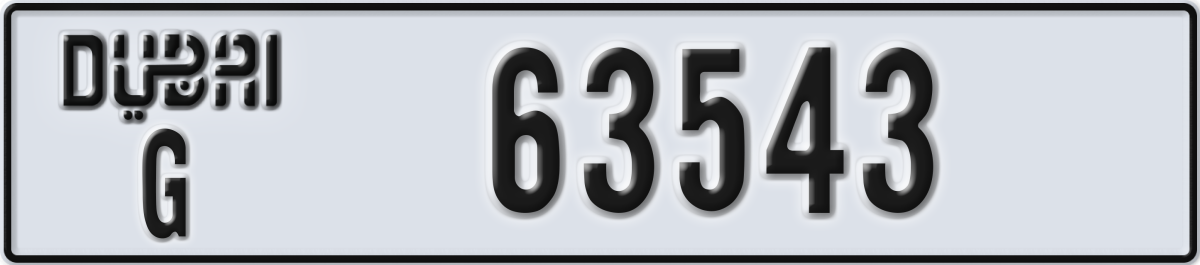 dubai License Plate Number 63622 Code G