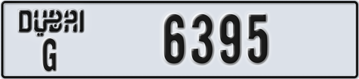 dubai License Plate Number 6395 Code G