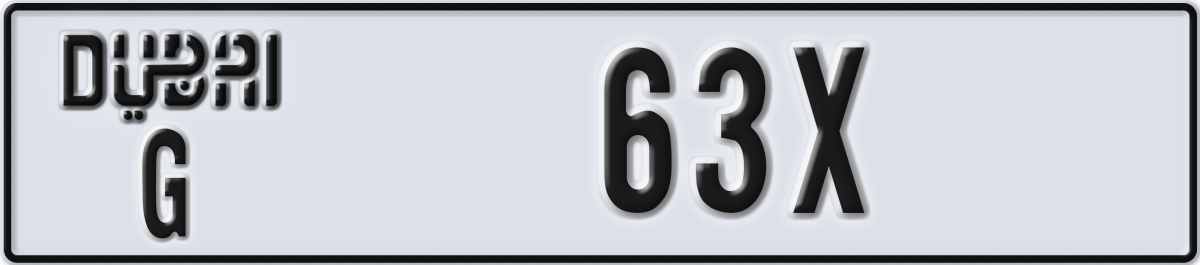 dubai License Plate Number 63X Code G