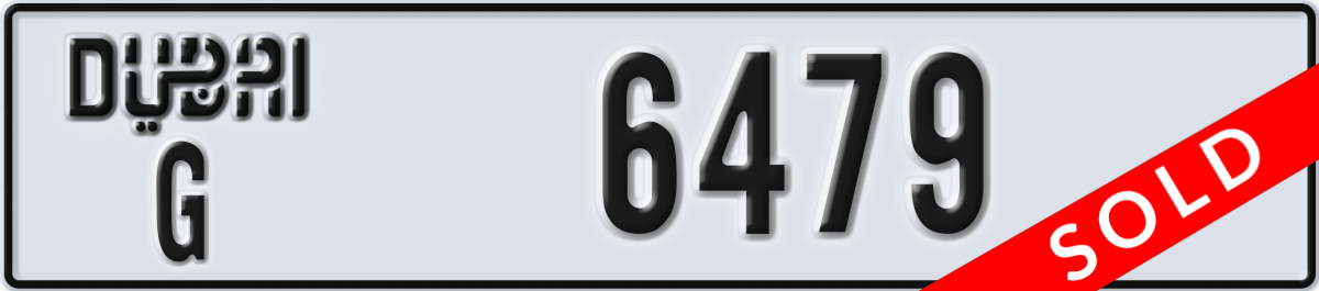dubai License Plate Number 6479 Code G