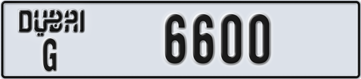 dubai License Plate Number 6600 Code G