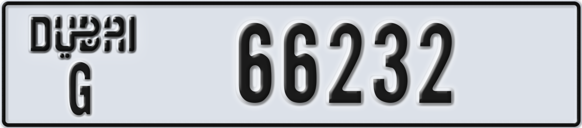 dubai License Plate Number 66232 Code G