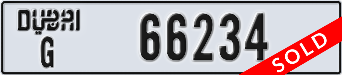 dubai License Plate Number 66234 Code G