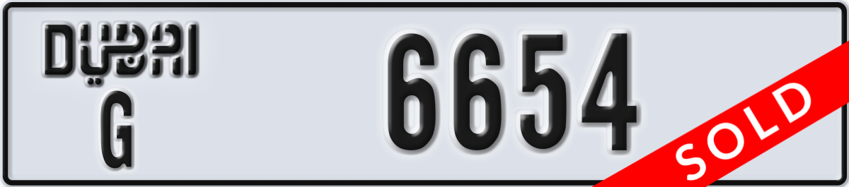 dubai License Plate Number 6654 Code G