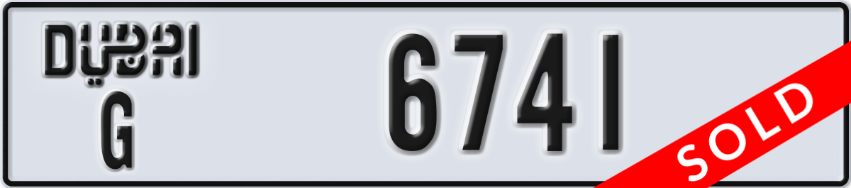 dubai License Plate Number 6741 Code G