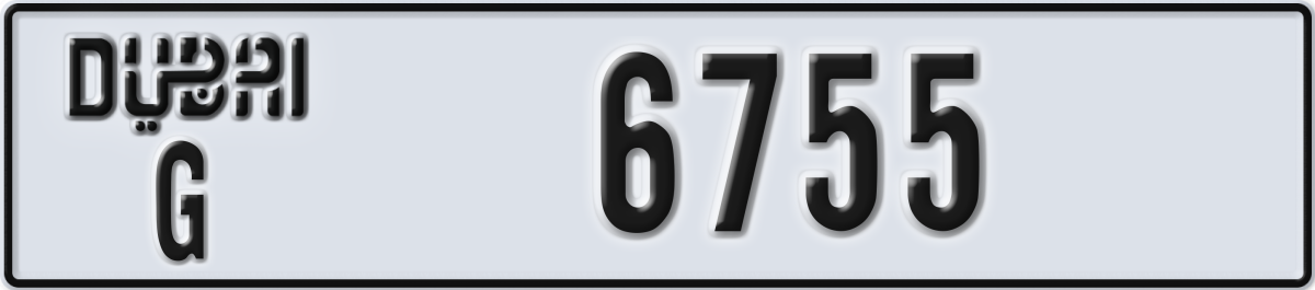 dubai License Plate Number 6755 Code G