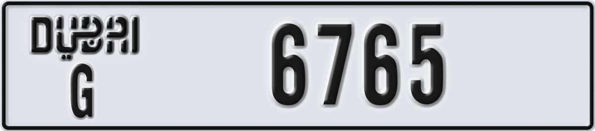 dubai License Plate Number 6765 Code G