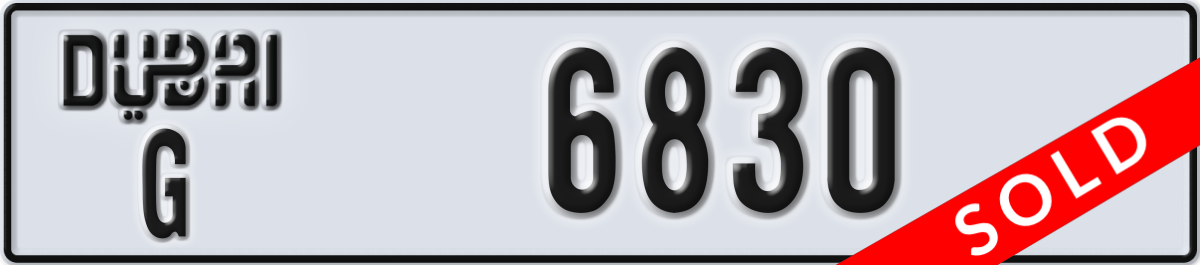 dubai License Plate Number 6830 Code G