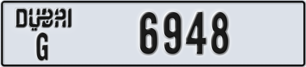 dubai License Plate Number 6948 Code G
