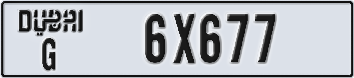 dubai License Plate Number 6X677 Code G