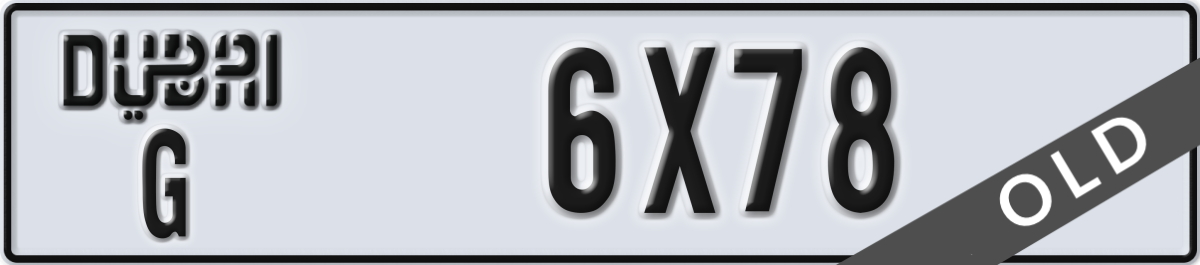 dubai License Plate Number 6X78 Code G