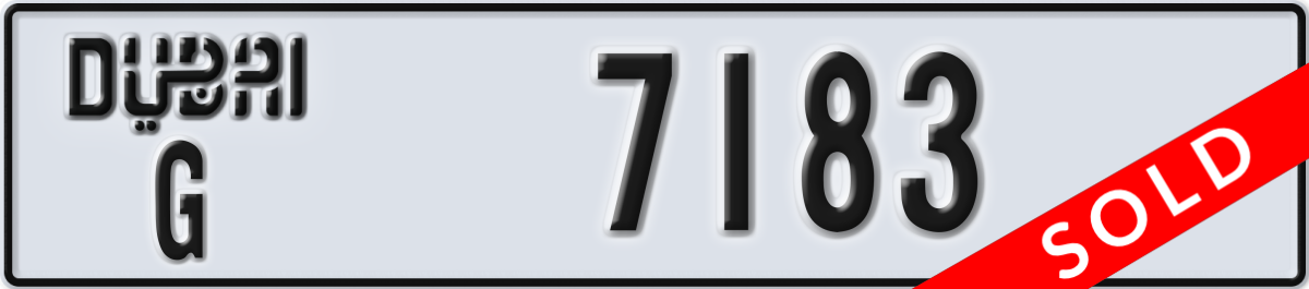 dubai License Plate Number 7183 Code G