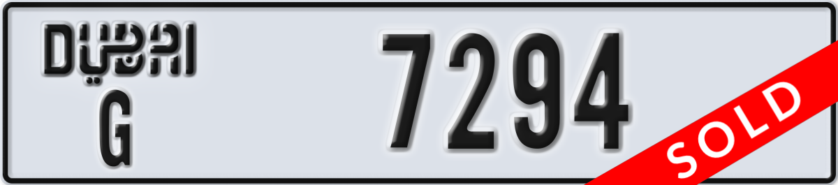 dubai License Plate Number 7294 Code G