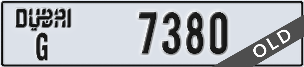 dubai License Plate Number 7380 Code G