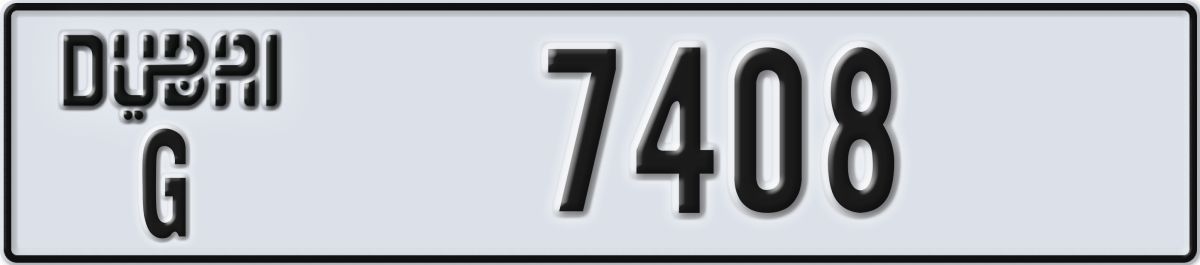 dubai License Plate Number 7408 Code G