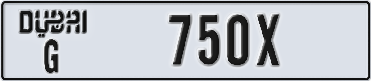 dubai License Plate Number 750X Code G