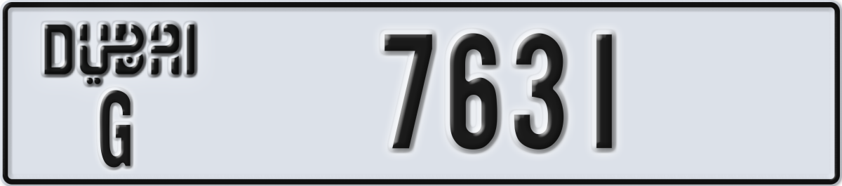 dubai License Plate Number 7631 Code G