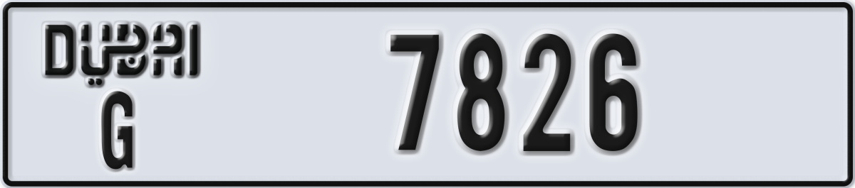 dubai License Plate Number 7826 Code G