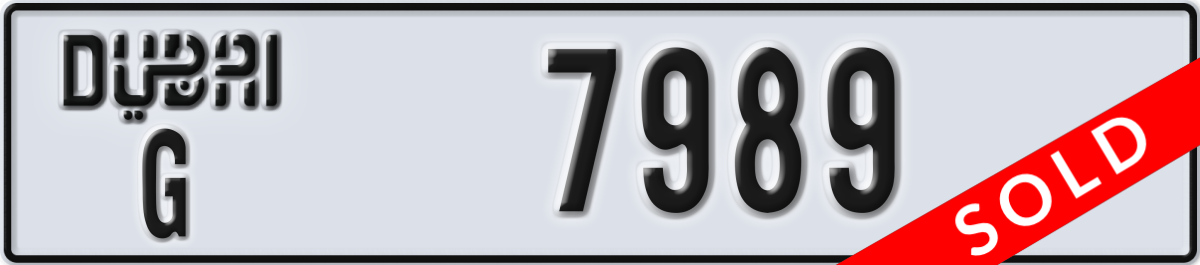 dubai License Plate Number 7989 Code G
