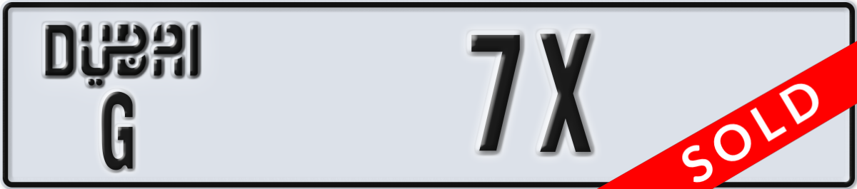 dubai License Plate Number 7X Code G