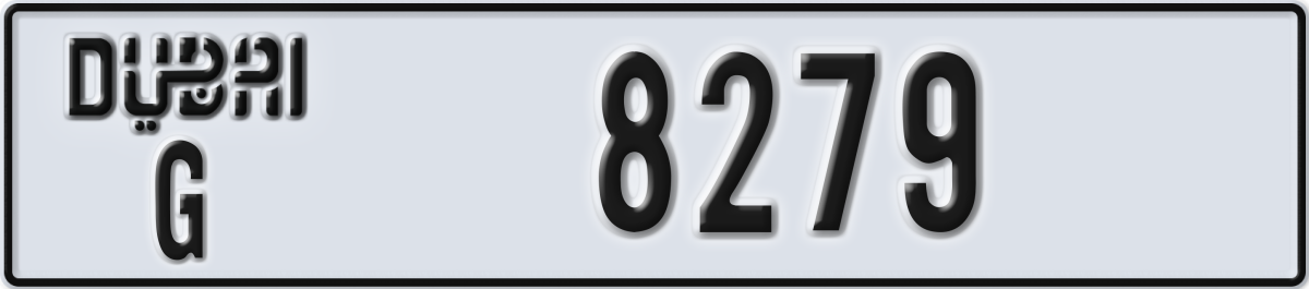 dubai License Plate Number 8279 Code G