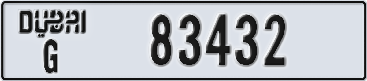 dubai License Plate Number 83432 Code G