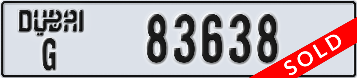 dubai License Plate Number 83638 Code G