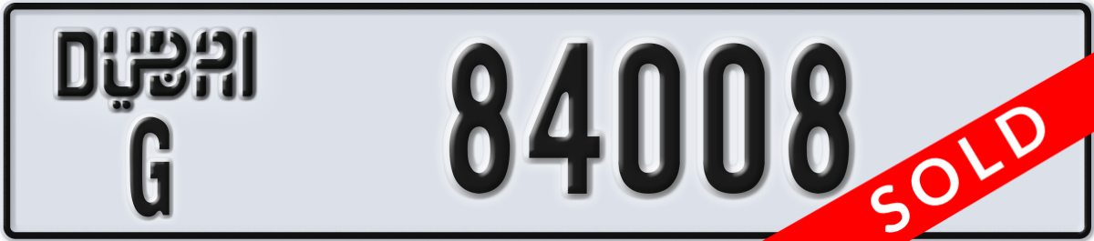 dubai License Plate Number 84008 Code G