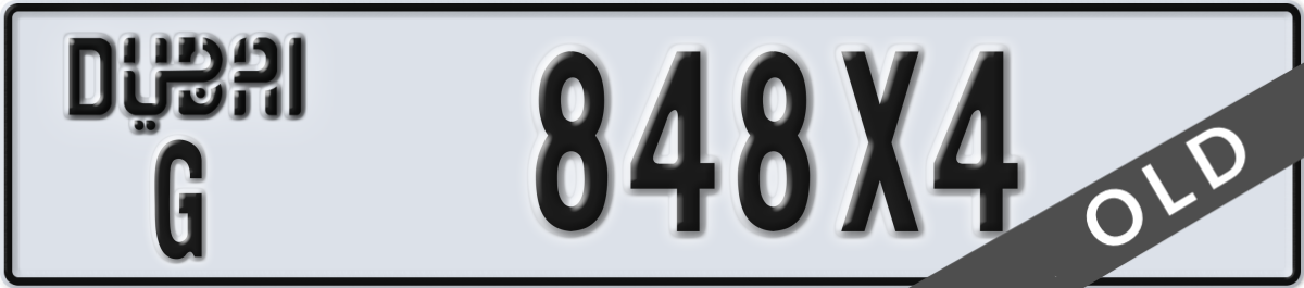 dubai License Plate Number 848X4 Code G