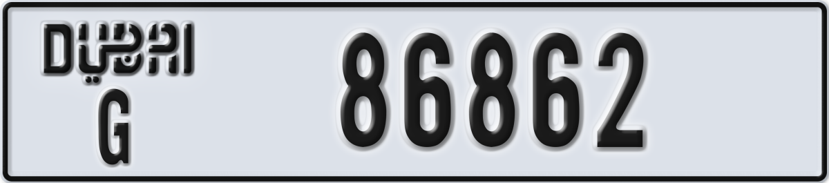 dubai License Plate Number 86862 Code G