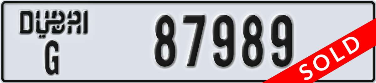 dubai License Plate Number 87989 Code G
