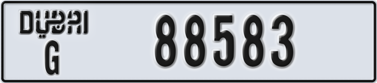 dubai License Plate Number 88583 Code G