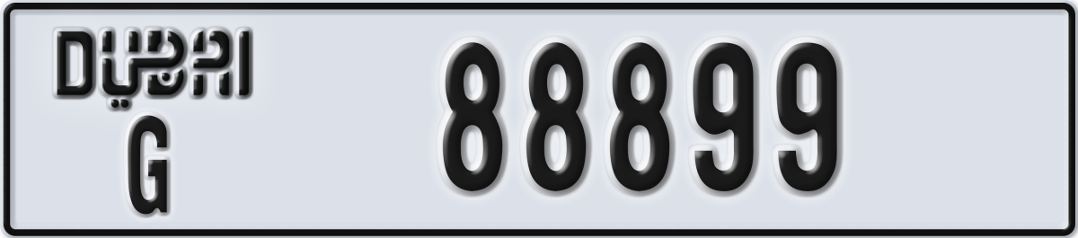 dubai License Plate Number 88899 Code G