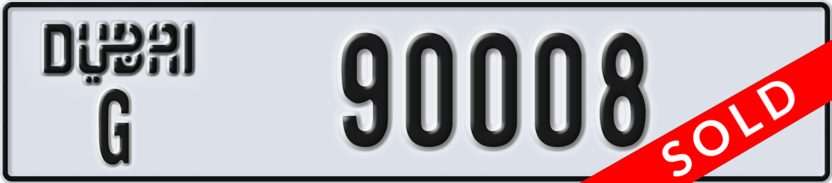 dubai License Plate Number 90008 Code G