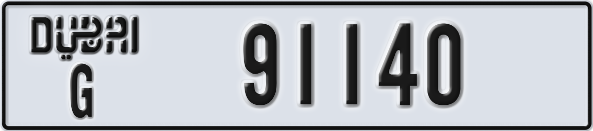 dubai License Plate Number 91140 Code G
