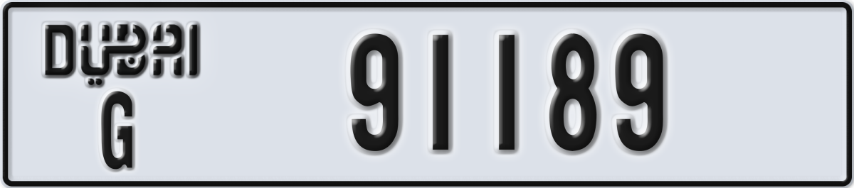 dubai License Plate Number 91189 Code G
