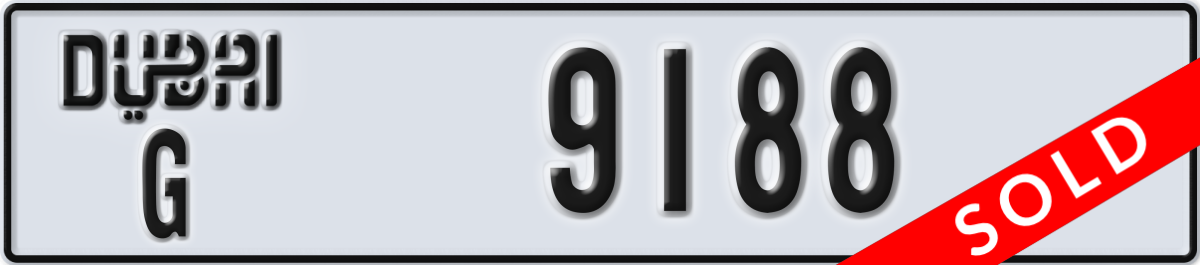 dubai License Plate Number 9188 Code G