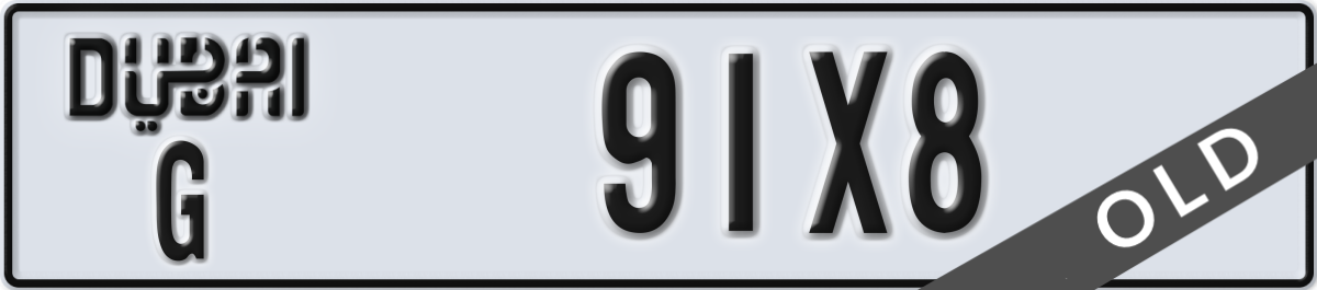 dubai License Plate Number 91X8 Code G